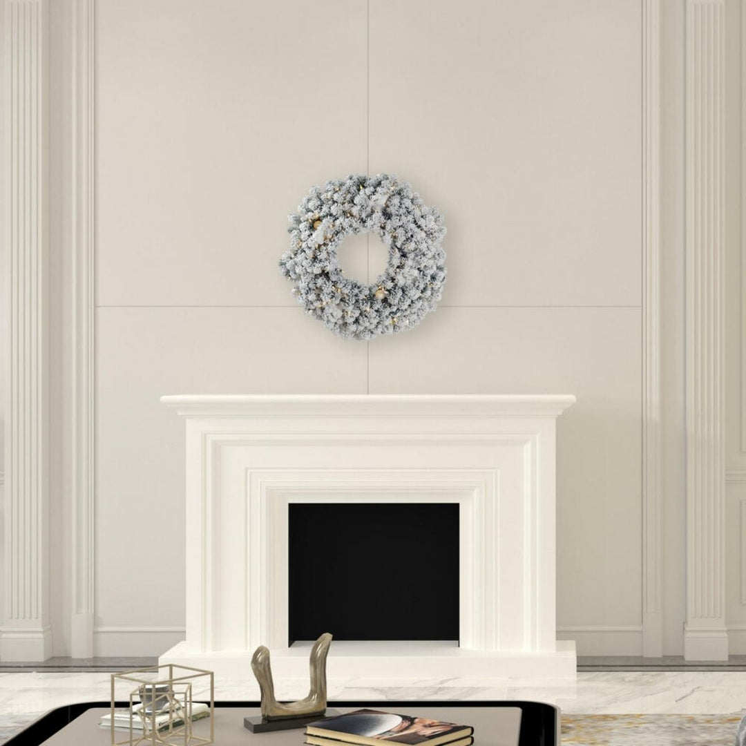 30 FLOCKED KODIAK WREATH LED 100WW/G40