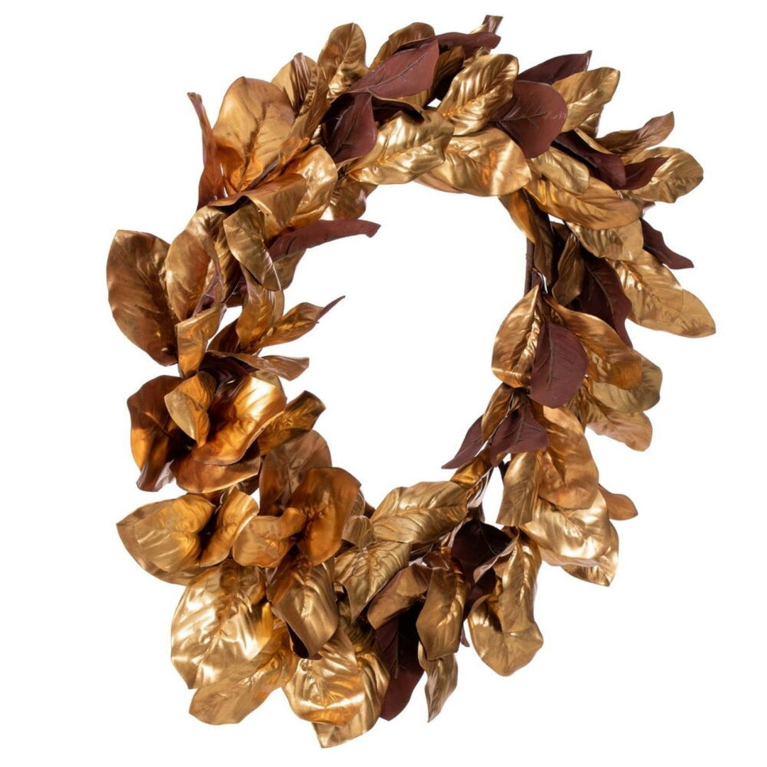 30  GOLD MAGNOLIA LEAF WREATH