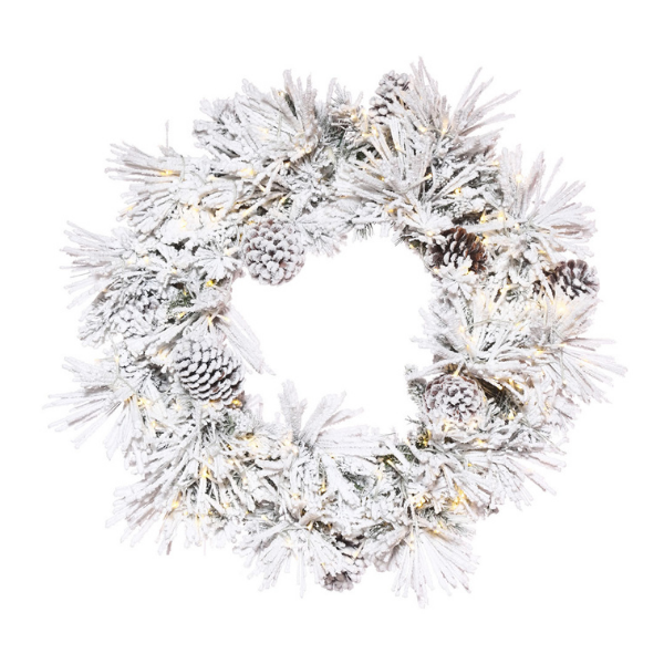 36 FLOCKED ATKA PINE WREATH 3MM 250WW - VICKERMAN COMPANY - Compralo en CorinneRegalos.com