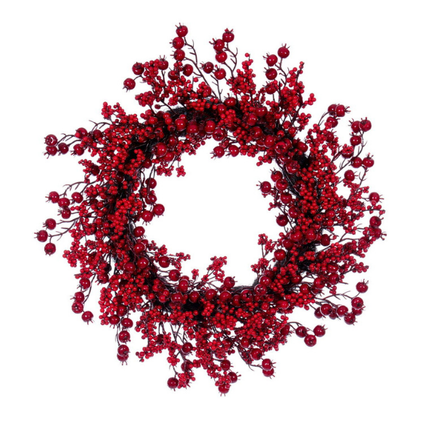 28  RED DELUXE MIXED BERRY WREATH - VICKERMAN COMPANY - Compralo en CorinneRegalos.com