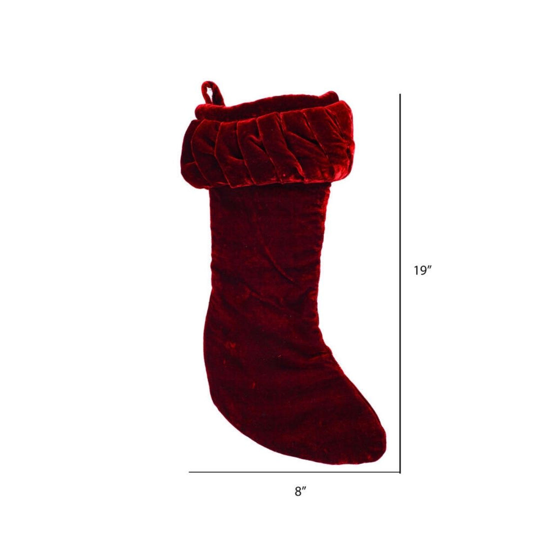 8X19 PLUSH WINE VELVET STOCKING