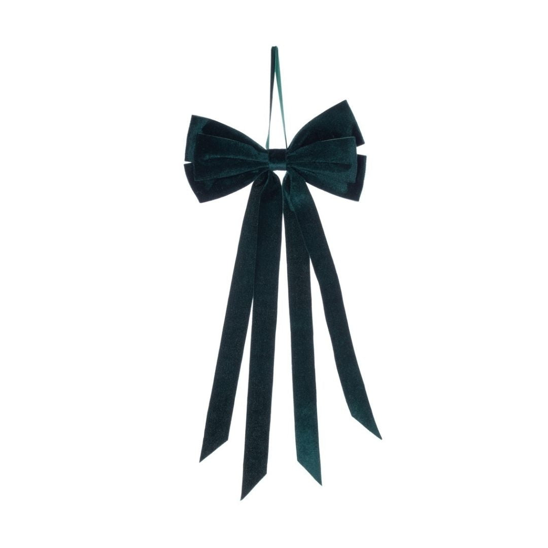17X8 EMERALD VELVET BOW 4TAIL CLP 3/BG - VICKERMAN COMPANY - Compralo en CorinneRegalos.com