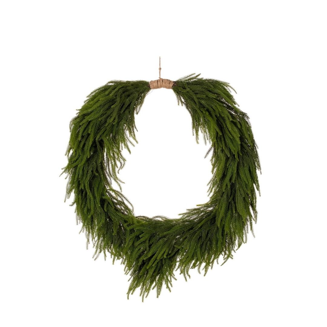36 GREEN NORFOLK PINE HEART WREATH JUTE - VICKERMAN COMPANY - Compralo en CorinneRegalos.com