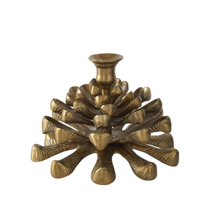 [2/8] | 6.75 INCH ANTIQUE GOLD METAL PINECONE TAPER CAND - K&K INTERIORS - Compralo en CorinneRegalos.com