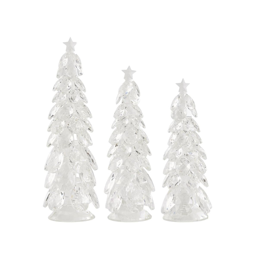 SET OF 3 CRYSTAL TEAR DROP CHRISTMAS TREES W/STAR (GRAD SIZES) - K&K INTERIORS - Compralo en CorinneRegalos.com