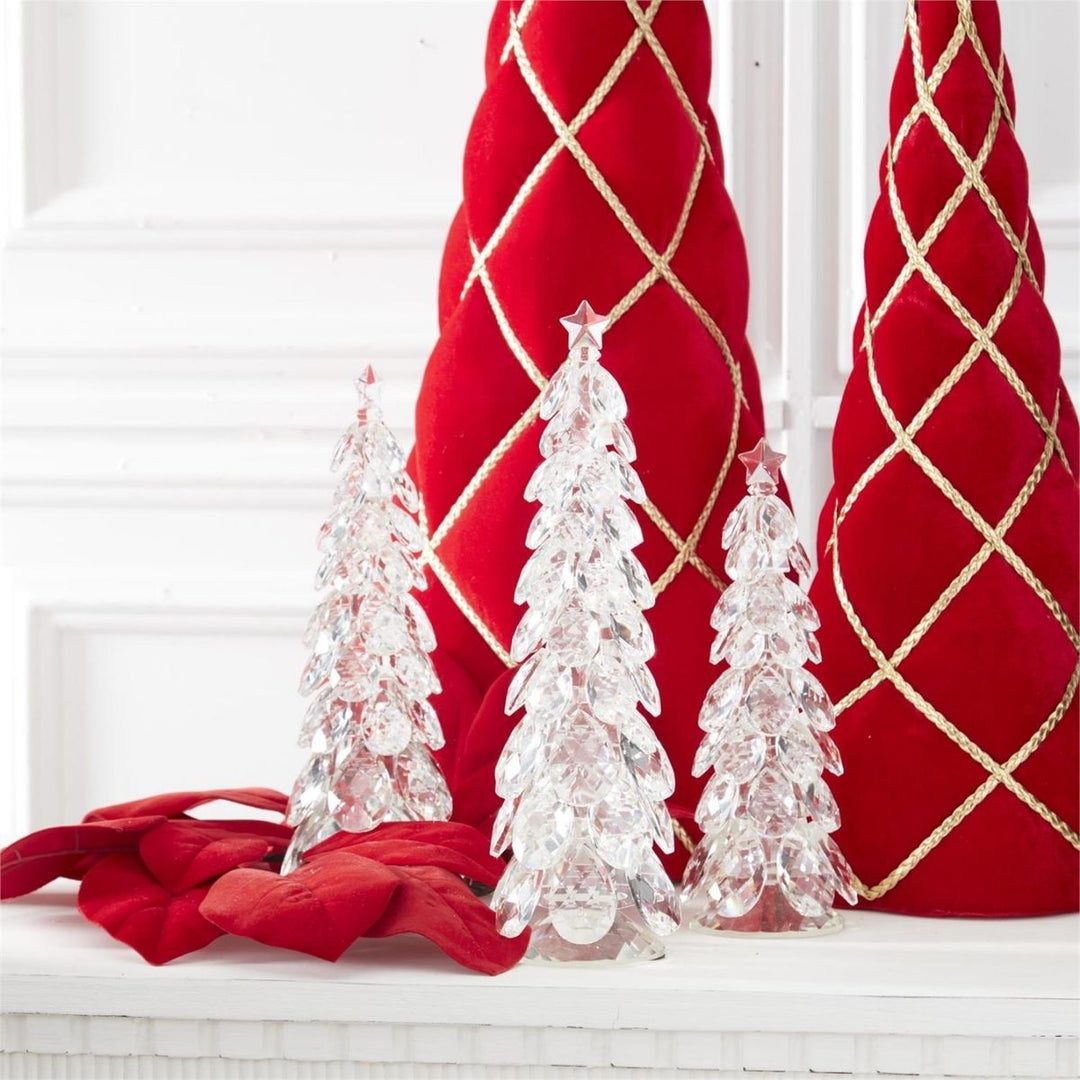 SET OF 3 CRYSTAL TEAR DROP CHRISTMAS TREES W/STAR (GRAD SIZES)