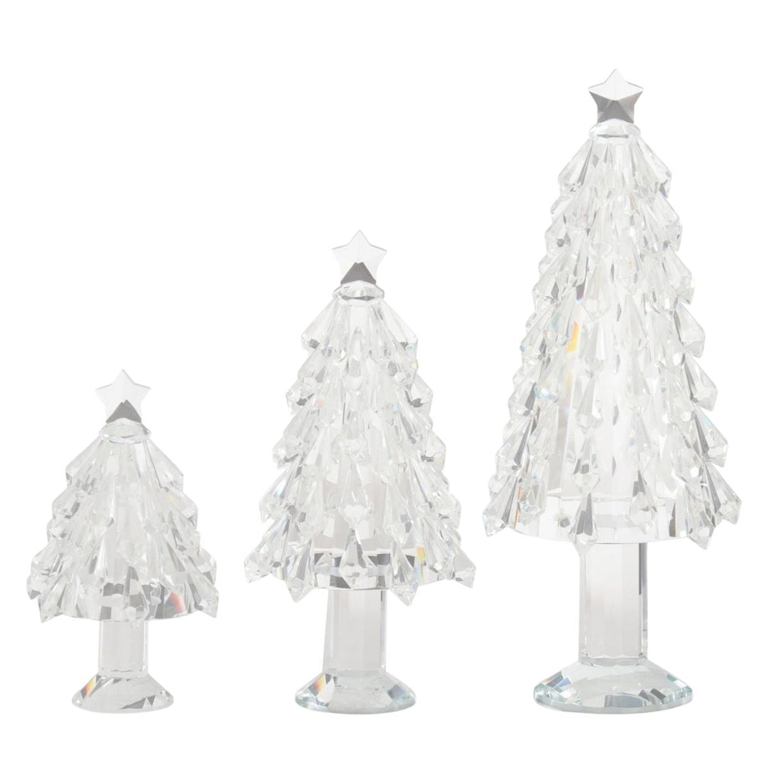 [2/4] | SET OF 3 CRYSTAL CHRISTMAS TREES W/STAR TOPPER
