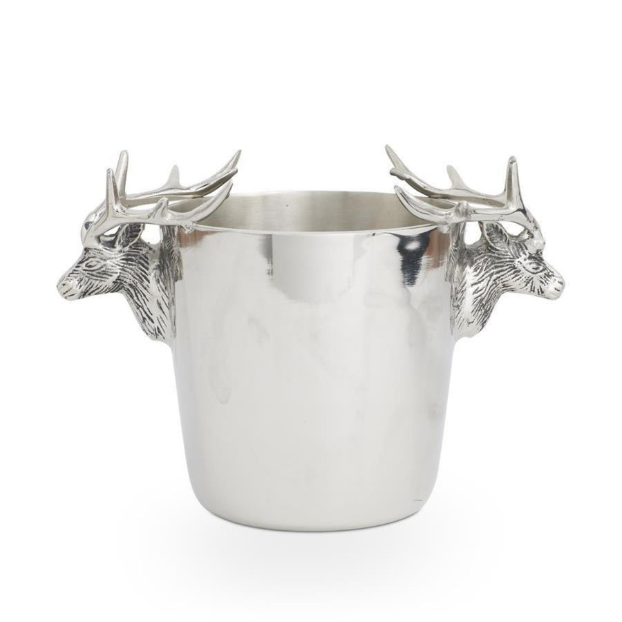 [2/4] | 11.5 INCH POLISHED SILVER ICE BUCKET W/DEER BUST HAN - K&K INTERIORS - Compralo en CorinneRegalos.com