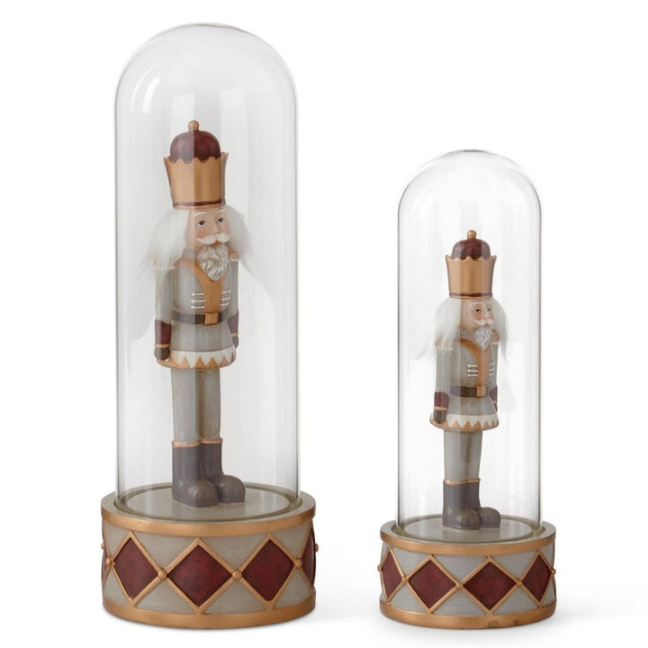 [2/12] | SET OF 2 BURGUNDY & GRAY RESIN SOLDIERS UNDER GLASS
