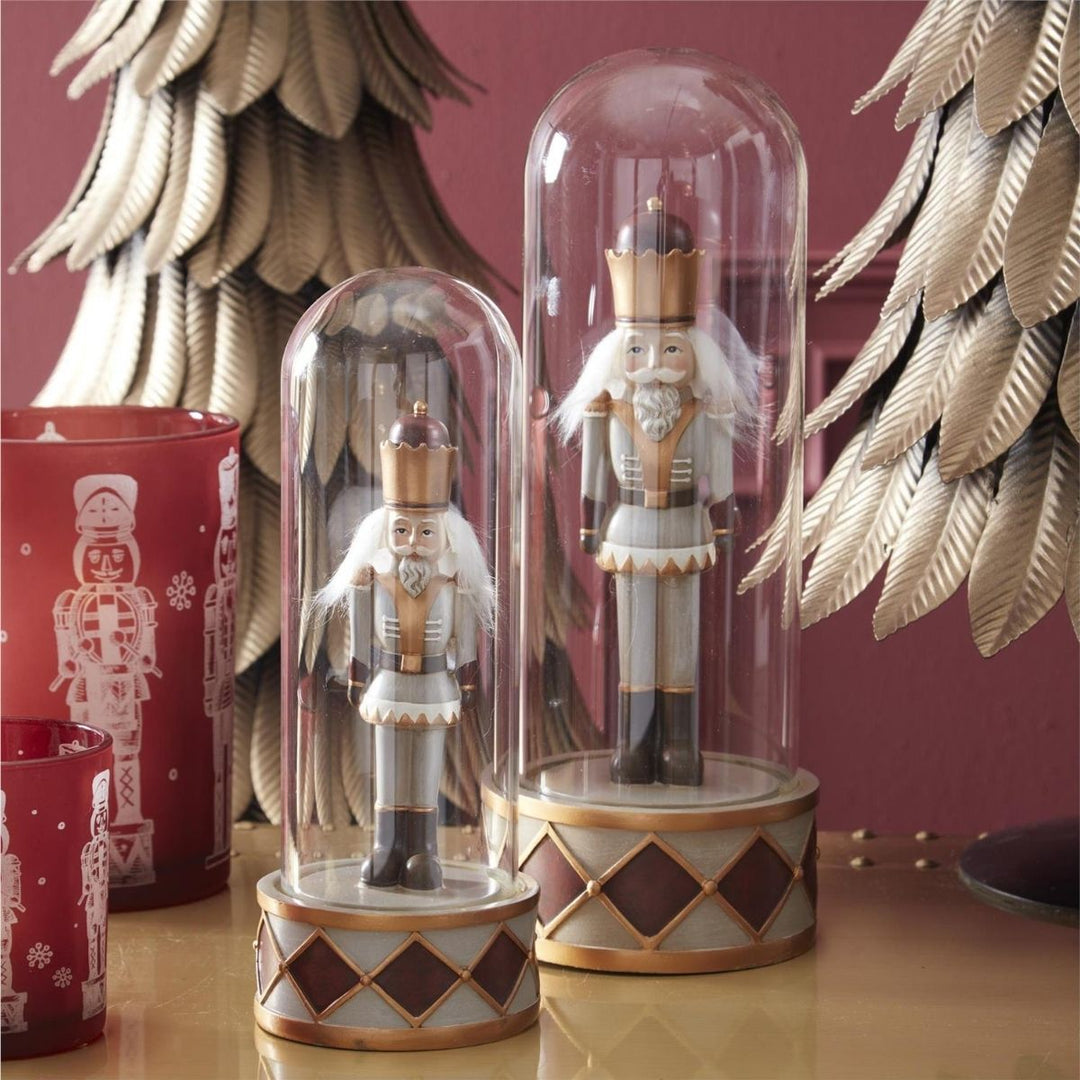 [2/12] | SET OF 2 BURGUNDY & GRAY RESIN SOLDIERS UNDER GLASS