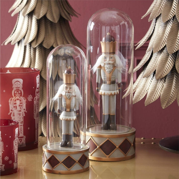 [2/12] | SET OF 2 BURGUNDY & GRAY RESIN SOLDIERS UNDER GLASS