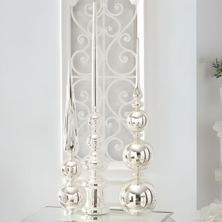 [2/6] | SET OF 3 SILVER GLASS FINIALS
