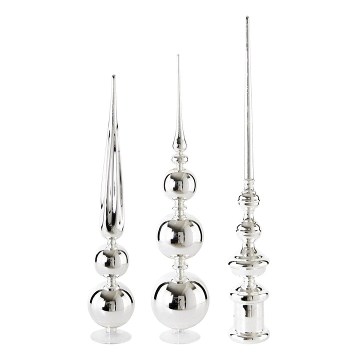[2/6] | SET OF 3 SILVER GLASS FINIALS