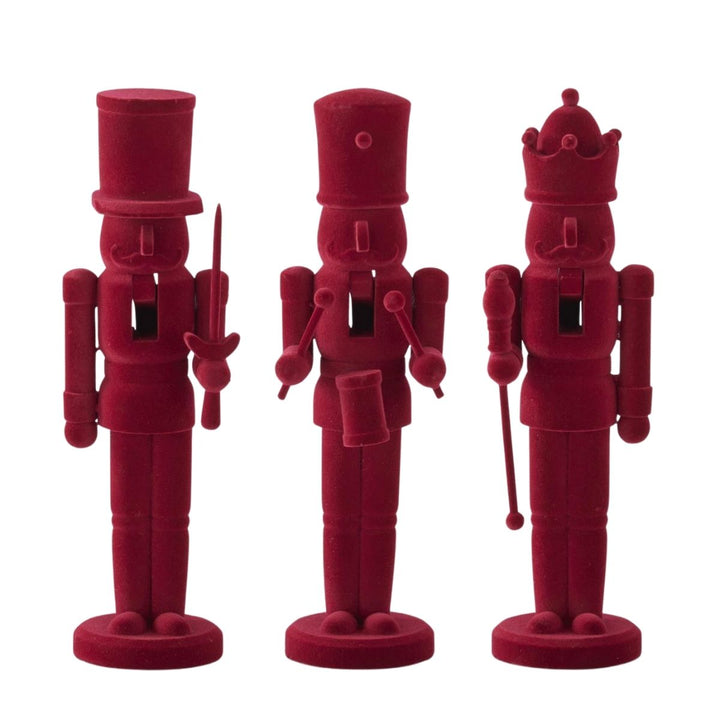 [2/12] | SET OF 3 WOOD BURGUNDY VELVET NUTCRACKERS - K&K INTERIORS - Compralo en CorinneRegalos.com