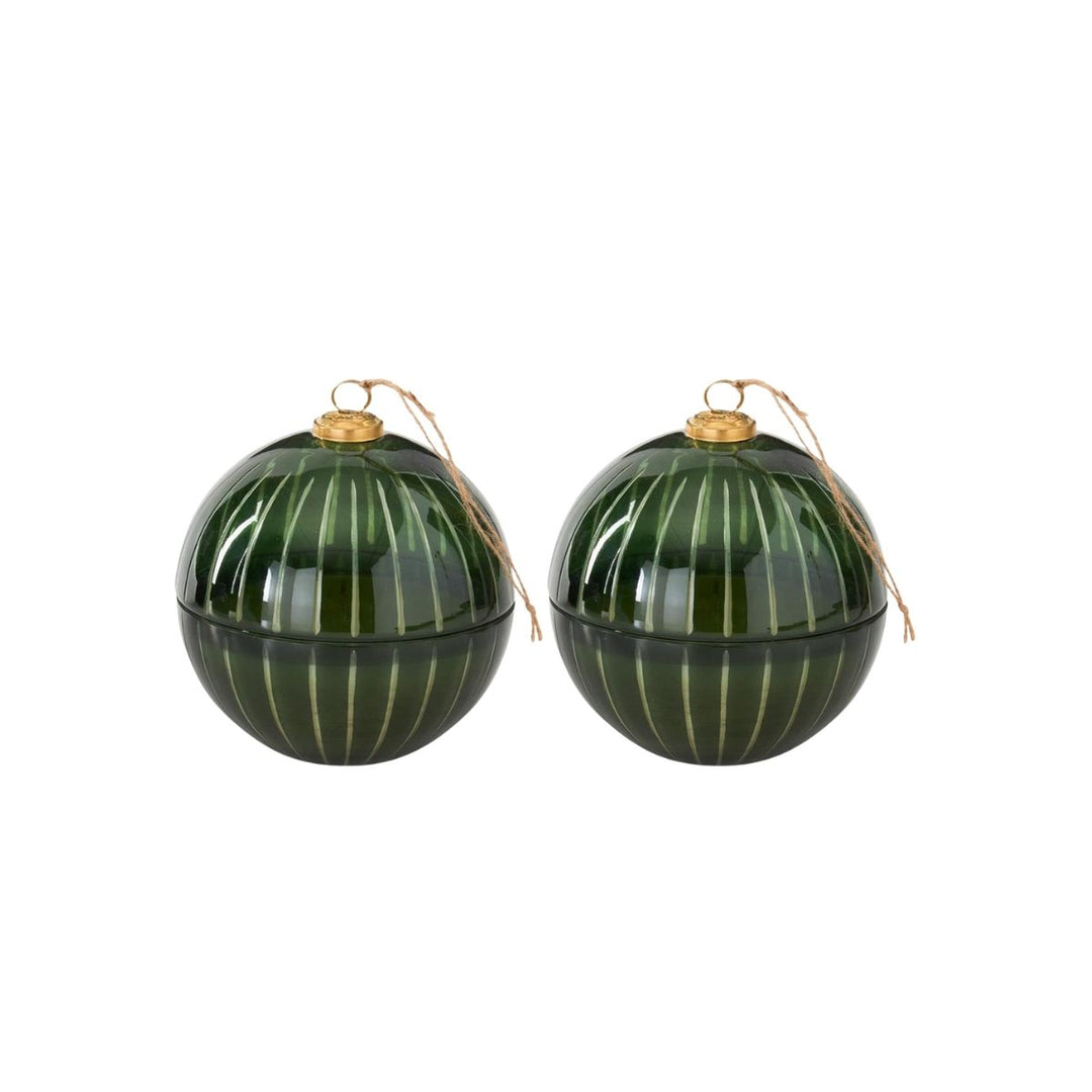 [4/16] | ASSORTED 7 INCH GREEN ETCHED GLASS FILLED ORNAMENT - K&K INTERIORS - Compralo en CorinneRegalos.com