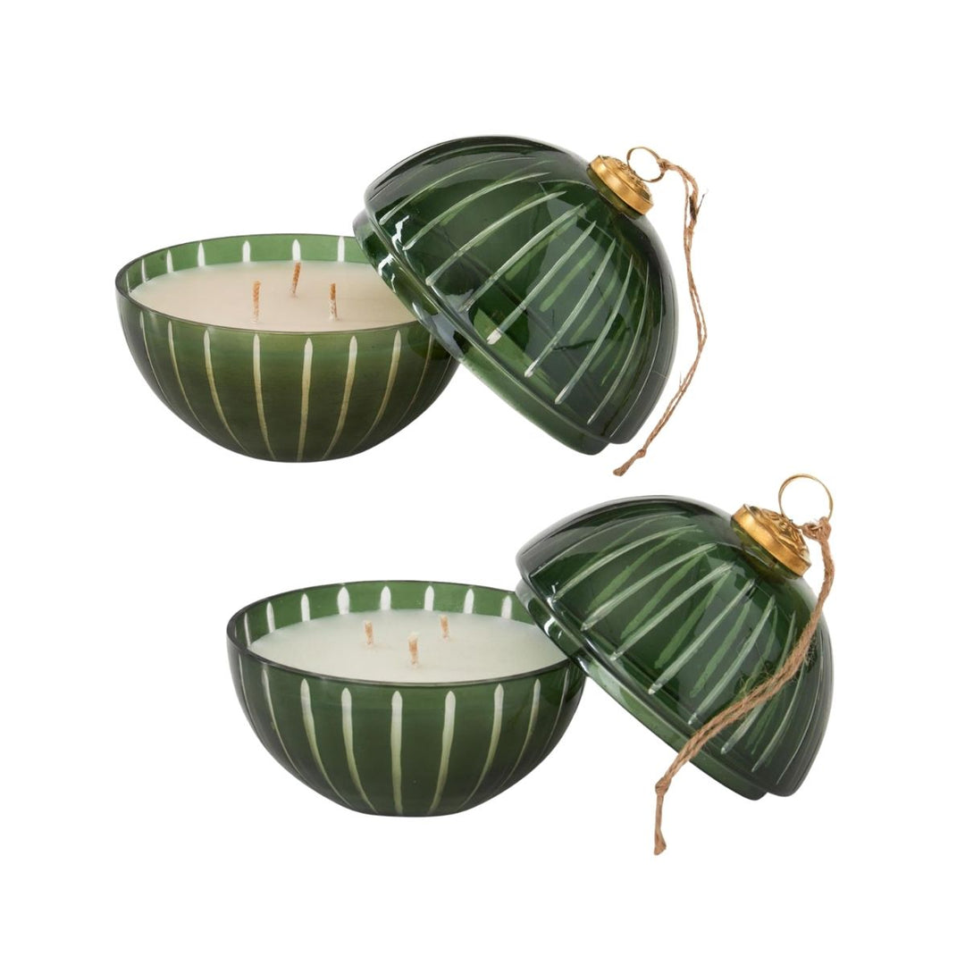 [4/16] | ASSORTED 7 INCH GREEN ETCHED GLASS FILLED ORNAMENT