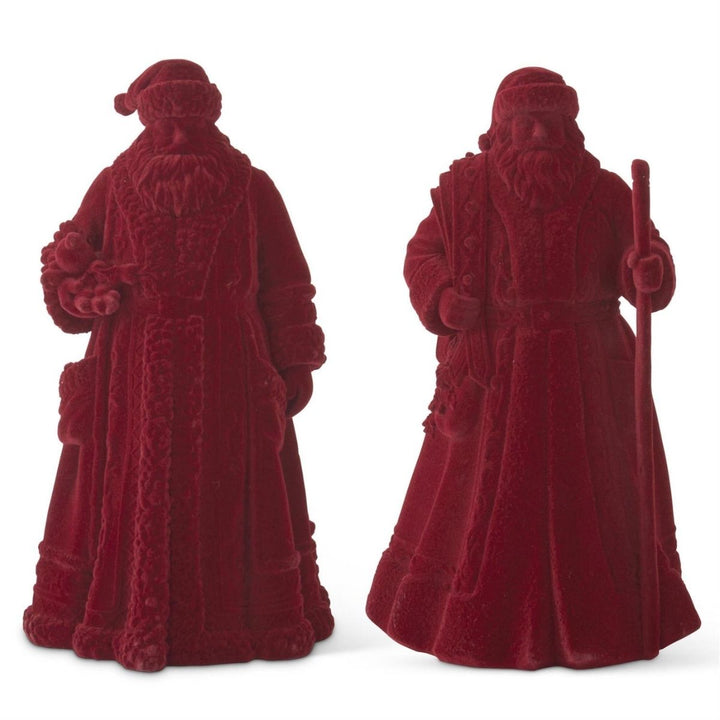 [2/8] | SET OF 2 10.5 BURGUNDY VELVET SANTAS - K&K INTERIORS - Compralo en CorinneRegalos.com