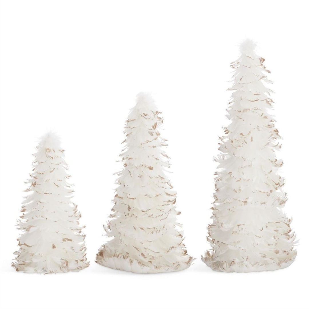 [2/8] | SET OF 3 WHITE FEATHER TREES W/GOLD GLITTERED TIPS