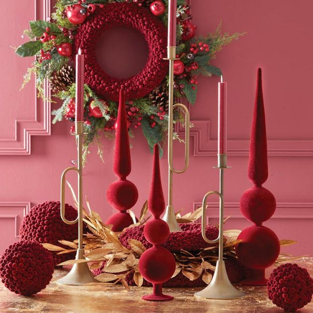 [2/6] | SET OF 3 GOLD TRUMPET TAPER CANDLEHOLDERS