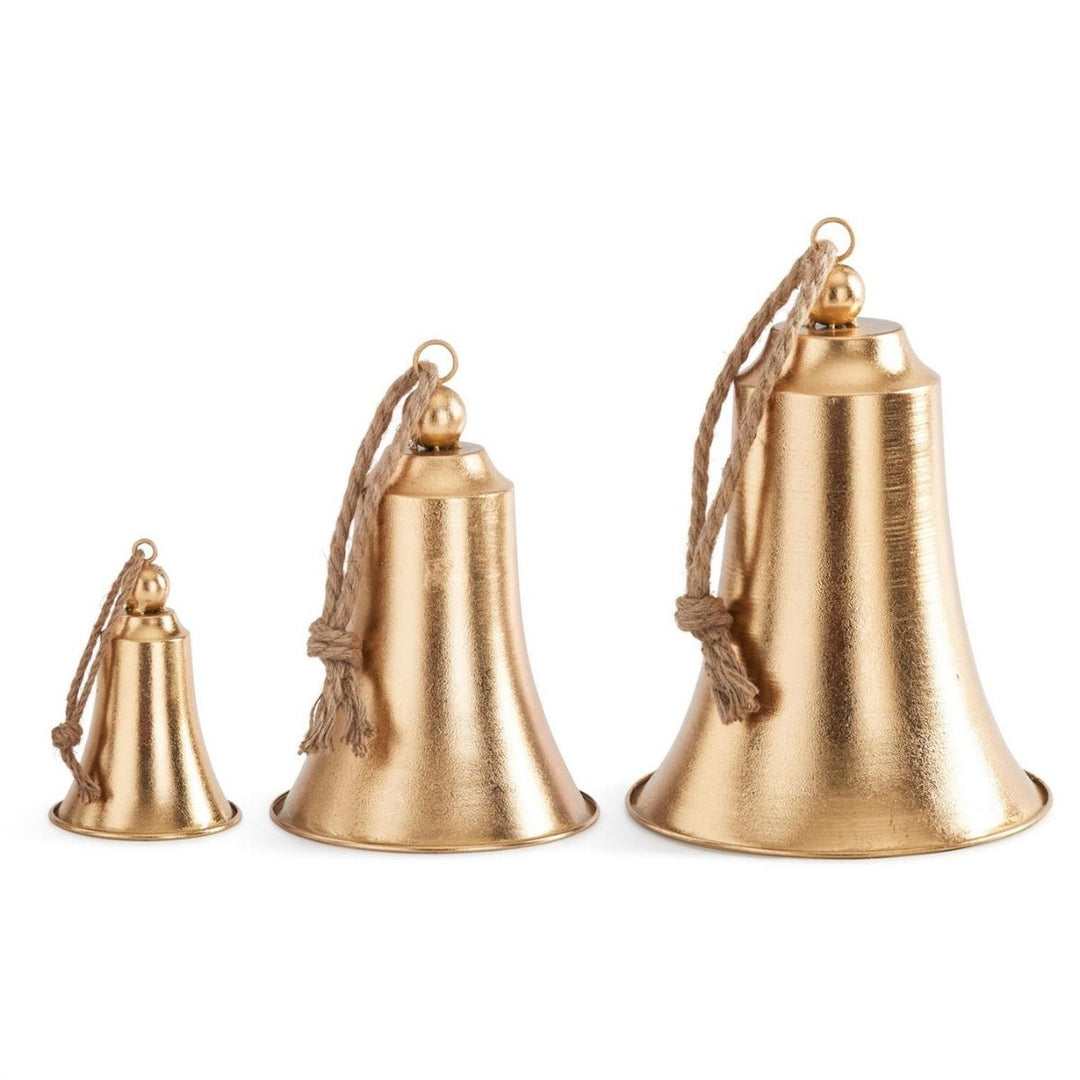 [2/6] | SET OF 3 GOLD METAL BELLS W/ROPE HANGAR