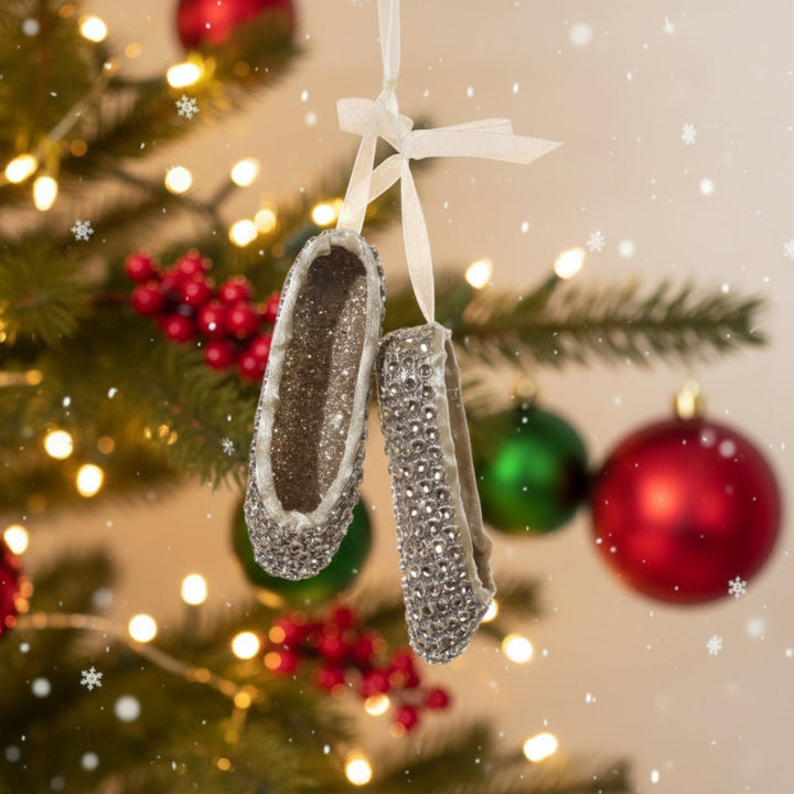 BALLET SHOES GOLD BEAD 10CM