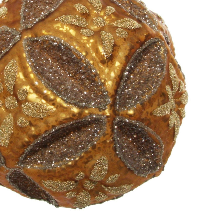 GLASS FLORAL JEWEL BALL GOLD 12CM