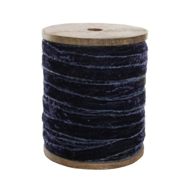 Frayed velvet 15 mm blue 50m roll 50m - SHISHI - Compralo en CorinneRegalos.com