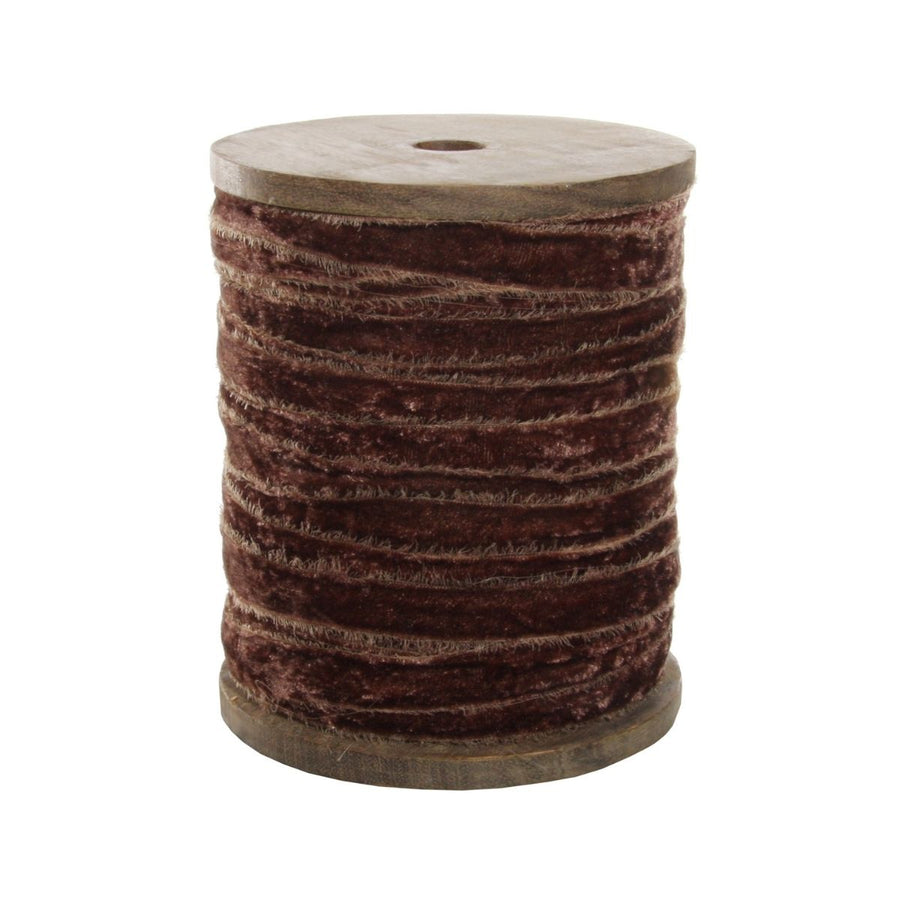 FRAYED VELVET 15 MM BROWN 50M ROLL - SHISHI - Compralo en CorinneRegalos.com