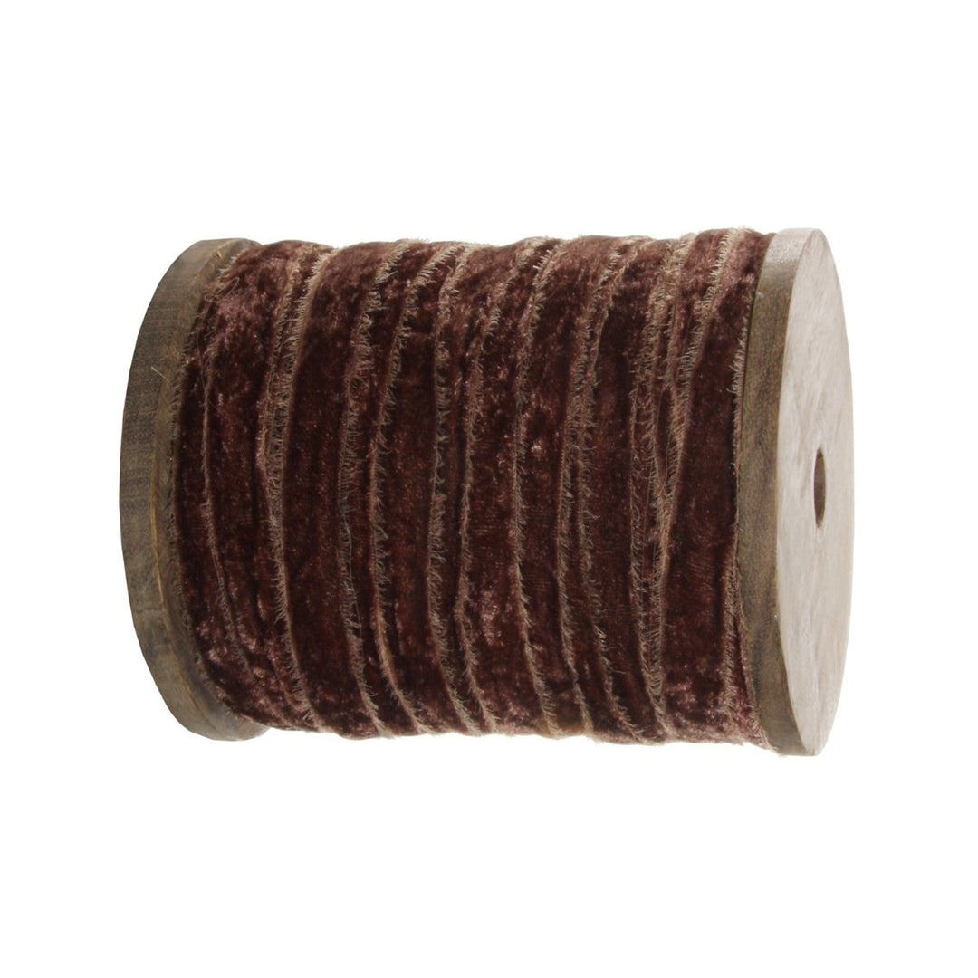 FRAYED VELVET 15 MM BROWN 50M ROLL