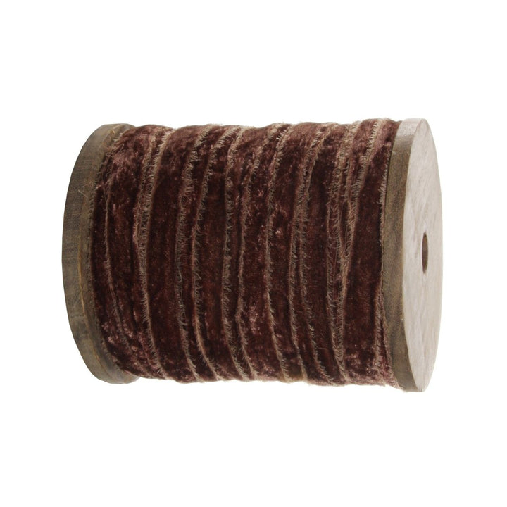 FRAYED VELVET 15 MM BROWN 50M ROLL
