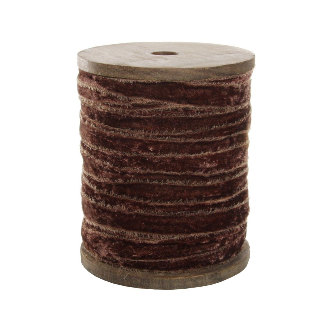 FRAYED VELVET 15 MM BROWN 50M ROLL