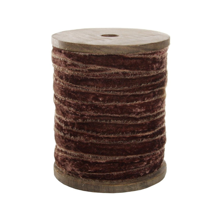 FRAYED VELVET 15 MM BROWN 50M ROLL