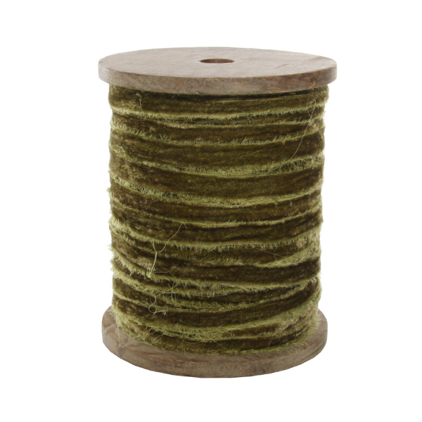 Frayed velvet 15 mm green 50m roll 50m - SHISHI - Compralo en CorinneRegalos.com