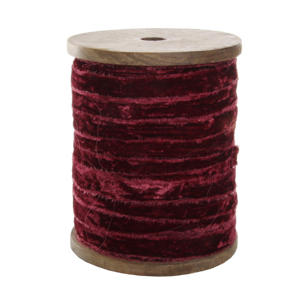 Frayed velvet 15 mm aubergine 50m roll - SHISHI - Compralo en CorinneRegalos.com