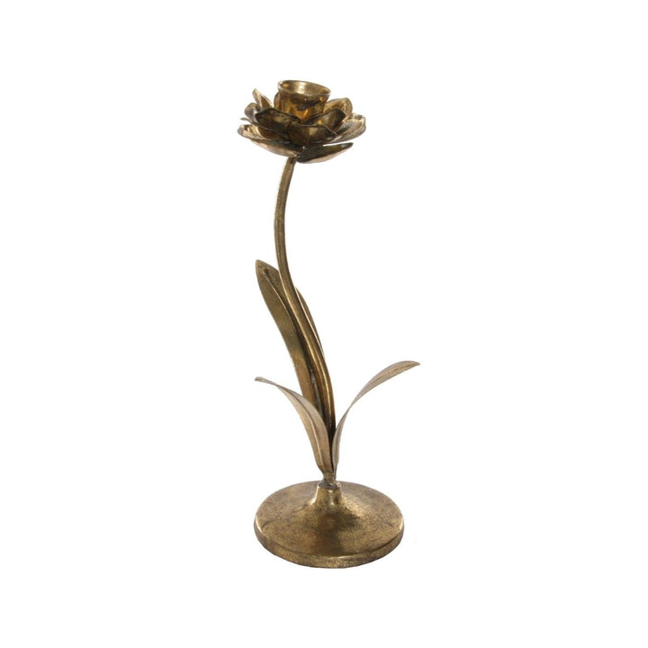 METAL FLOWER CANDLEHOLDER GOLD H28CM - SHISHI - Compralo en CorinneRegalos.com