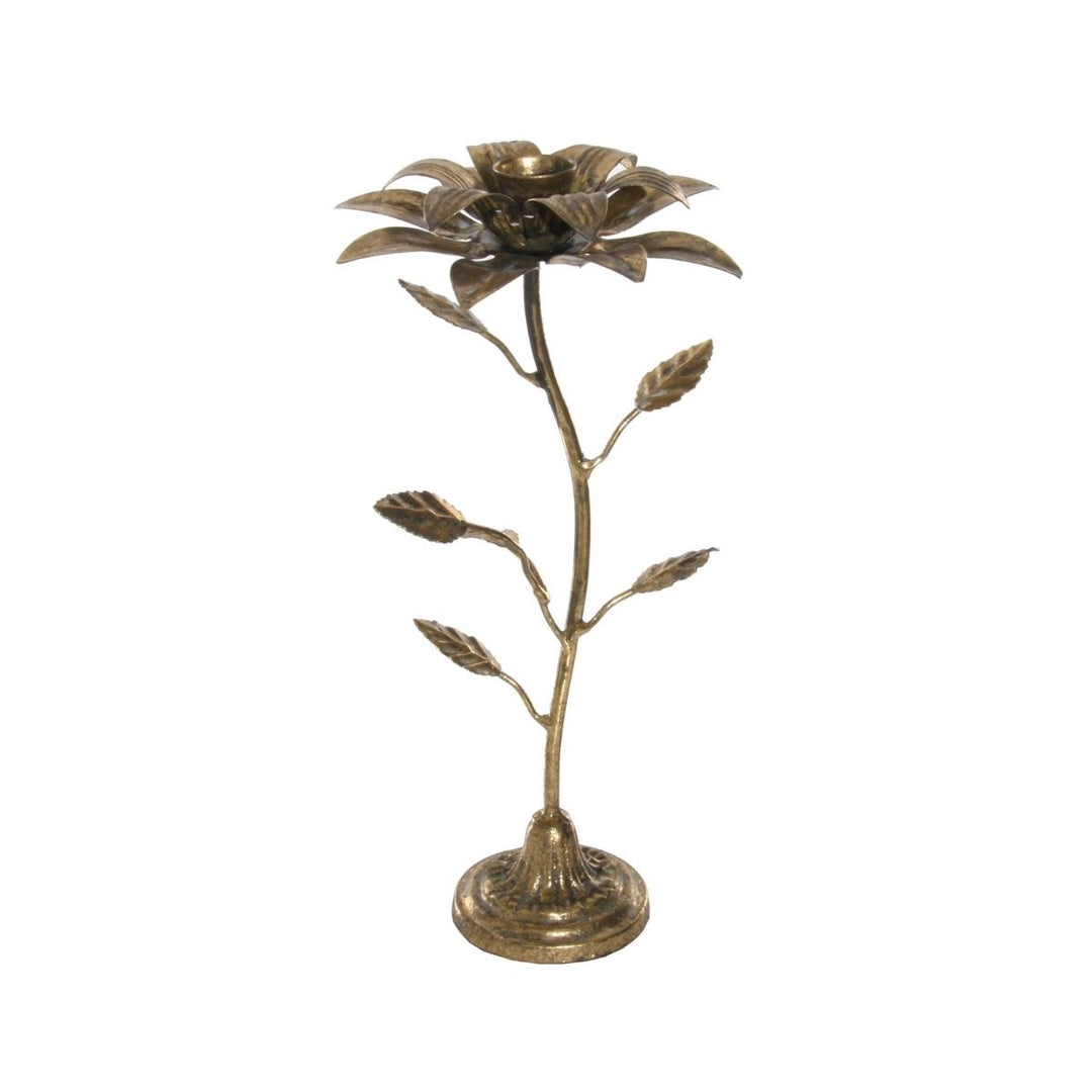 METAL FLOWER CANDLEHOLDER GOLD H32CM - SHISHI - Compralo en CorinneRegalos.com