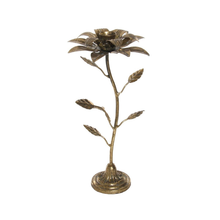 METAL FLOWER CANDLEHOLDER GOLD H32CM - SHISHI - Compralo en CorinneRegalos.com