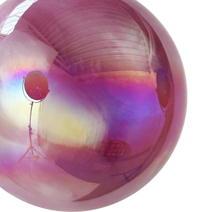 GLASS BALL PINK LUSTERED WHITE MARBLED 8