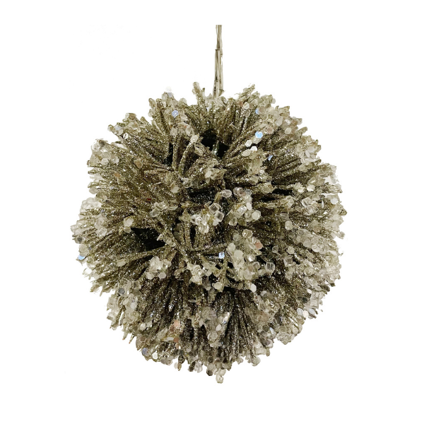 Glitter fir needle ball with iced silver - SHISHI - Compralo en CorinneRegalos.com