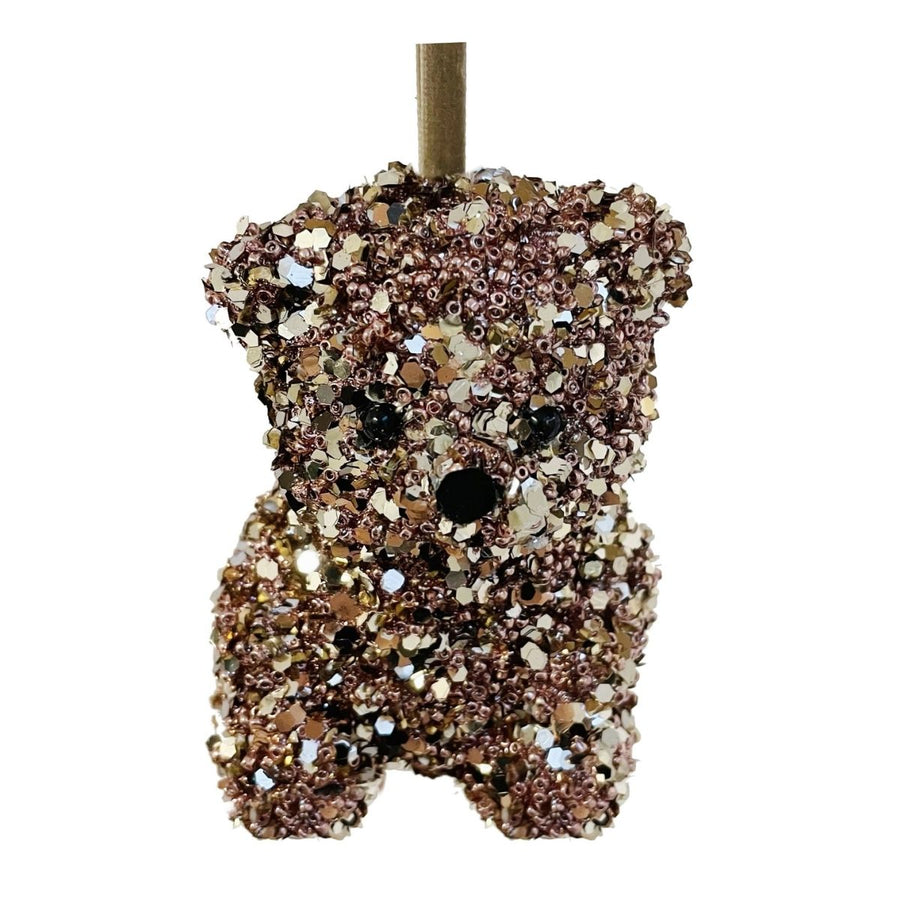 GLITTER-BEAD SITTING BEAR PINK CHAMPAGNE 10CM - SHISHI - Compralo en CorinneRegalos.com