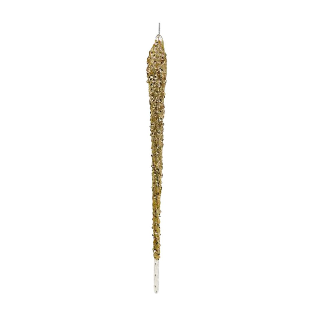 GLASS ICICLE CHAMPAGNE GLITTER 32CM