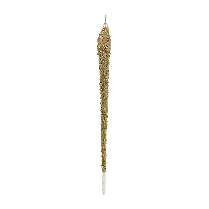 GLASS ICICLE CHAMPAGNE GLITTER 32CM