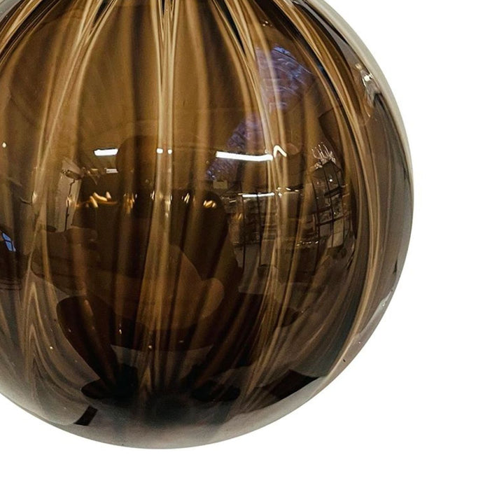 GLASS BALL LINED TRANPARENT BROWN 8CM