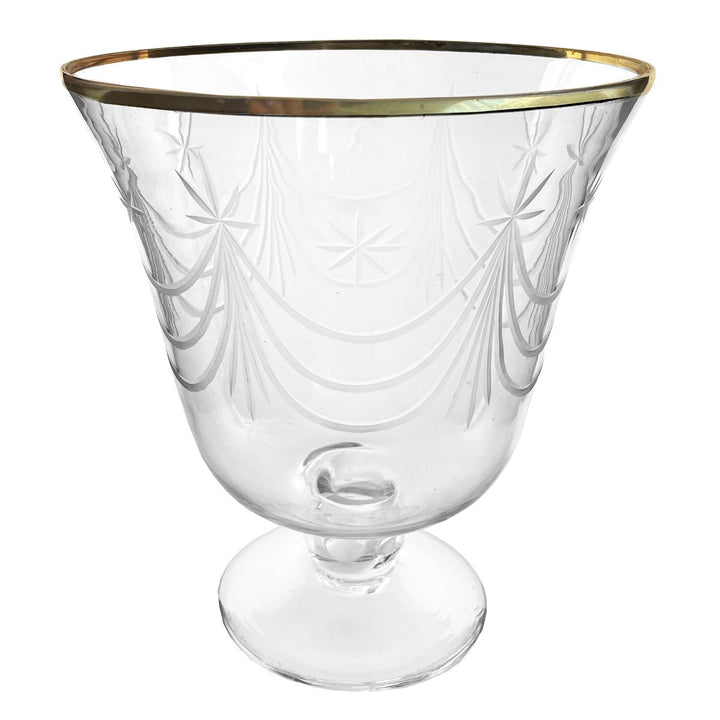 GLASS BELL URN WITH CUTTING WITH GOLD RIM D15 - SHISHI - Compralo en CorinneRegalos.com
