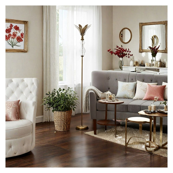 METAL AND GLASS CH ANTIQUE GOLD 113CM