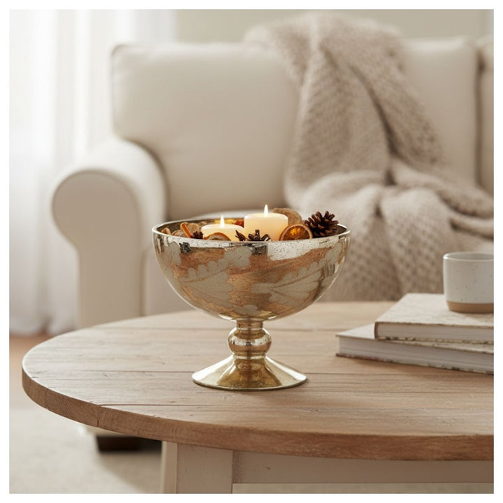 "GLASS BOWL ENGRAVED RUSTIC GOLD D15;H12CM"