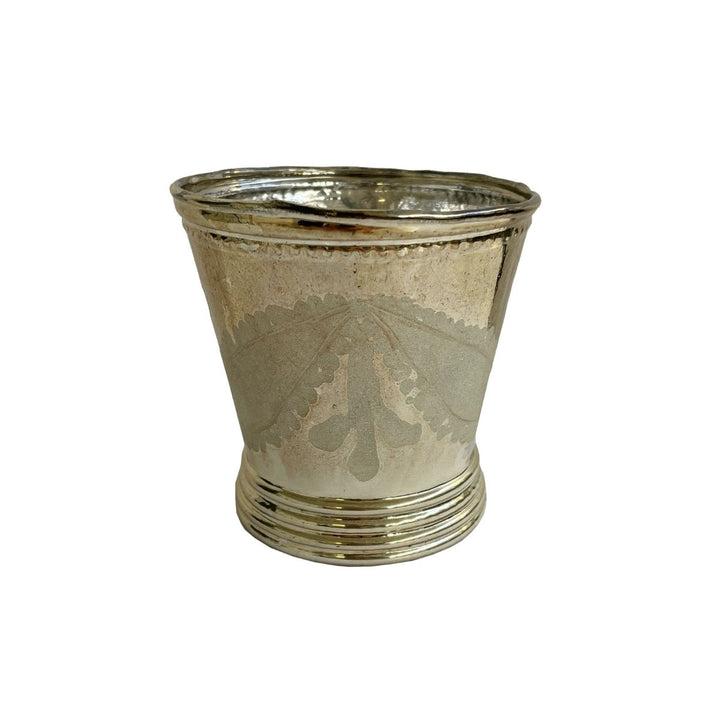 "GLASS POT ENGRAVED RUSTIC GOLDD10;H10CM"