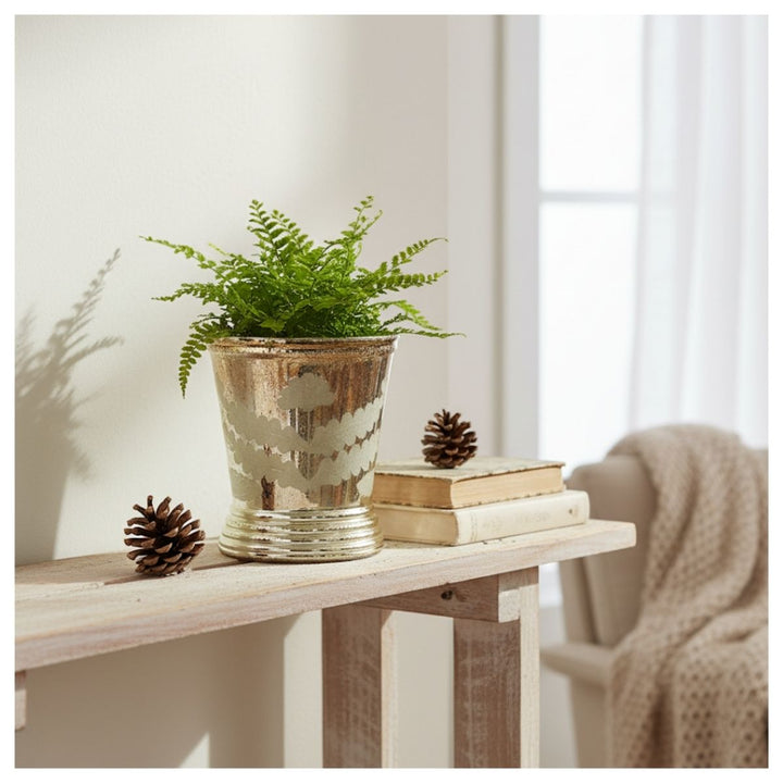 "GLASS POT ENGRAVED RUSTIC GOLD13;H14CM"