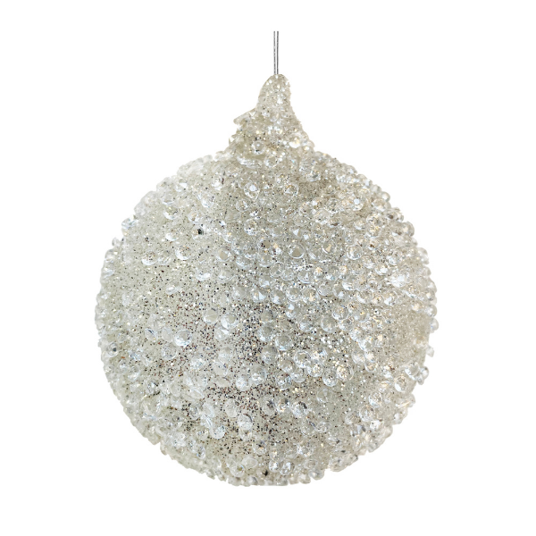 Glass ball full clear silver bead glitter - SHISHI - Compralo en CorinneRegalos.com