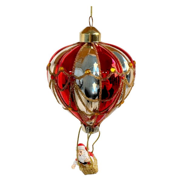 Glass hot air balloon ornament red gold - SHISHI - Compralo en CorinneRegalos.com